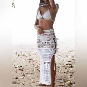 Andi Bagus White Crochet Maxi Skirt